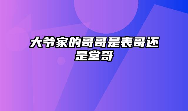 大爷家的哥哥是表哥还是堂哥