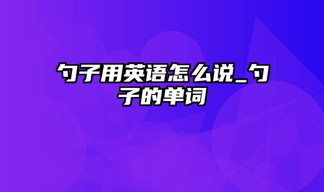 勺子用英语怎么说_勺子的单词