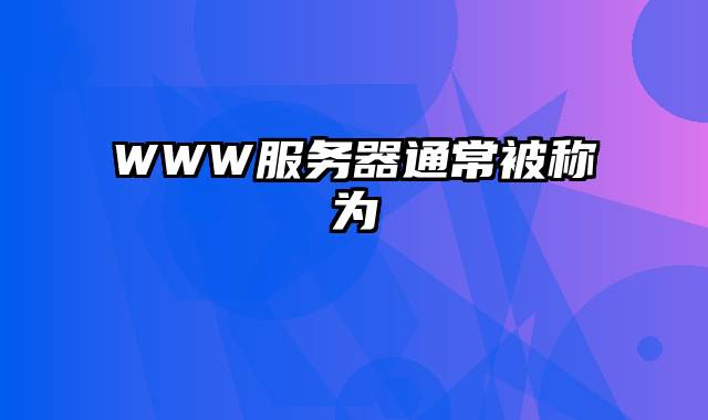 WWW服务器通常被称为