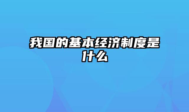 我国的基本经济制度是什么