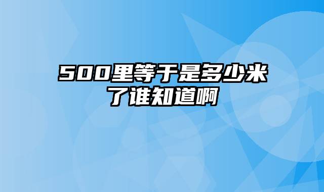 500里等于是多少米了谁知道啊