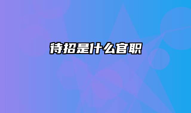 待招是什么官职