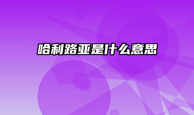 哈利路亚是什么意思