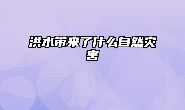 洪水带来了什么自然灾害