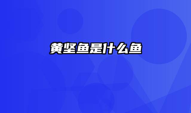 黄坚鱼是什么鱼