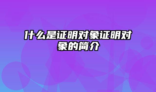 什么是证明对象证明对象的简介