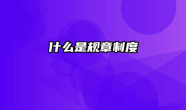 什么是规章制度