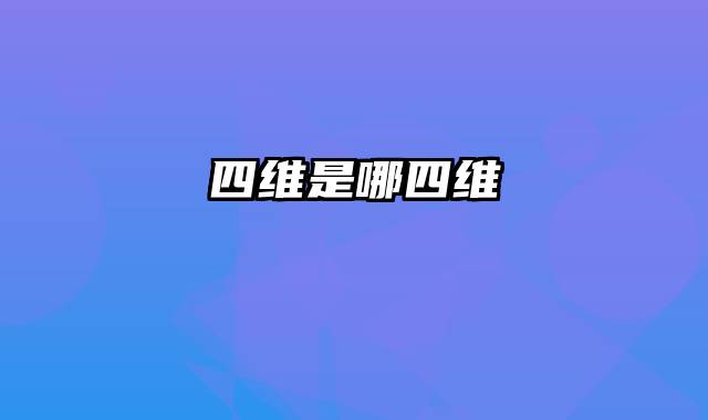 四维是哪四维