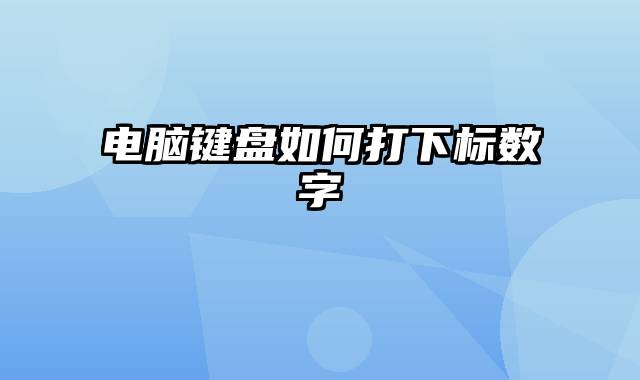 电脑键盘如何打下标数字