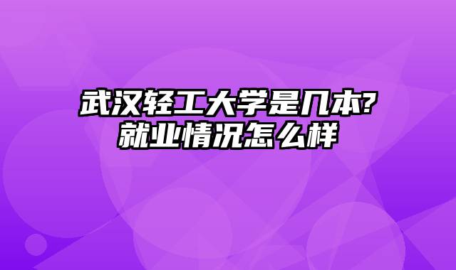 武汉轻工大学是几本?就业情况怎么样