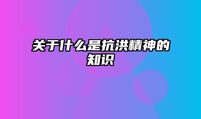 关于什么是抗洪精神的知识