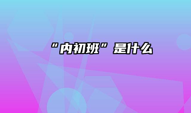 “内初班”是什么
