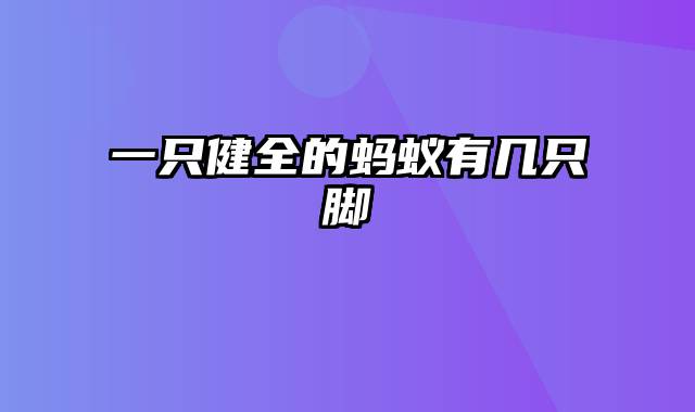 一只健全的蚂蚁有几只脚