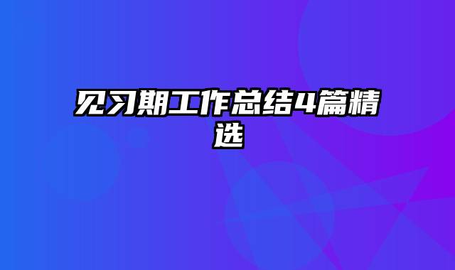 见习期工作总结4篇精选