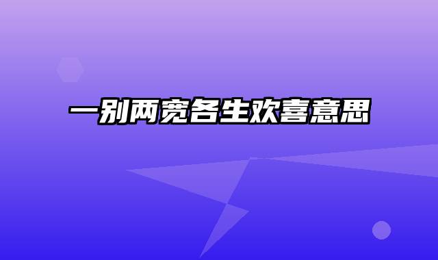 一别两宽各生欢喜意思