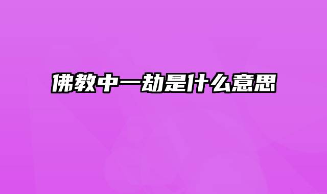 佛教中一劫是什么意思
