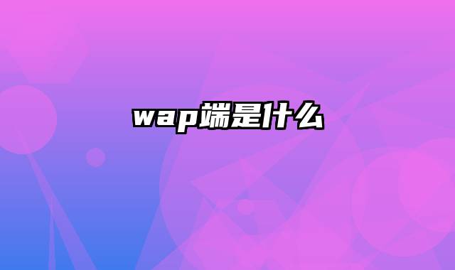 wap端是什么