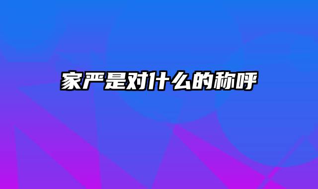 家严是对什么的称呼