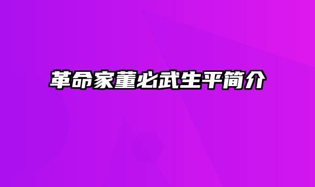 革命家董必武生平简介