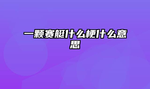 一颗赛艇什么梗什么意思