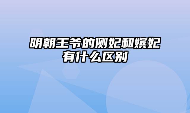 明朝王爷的侧妃和嫔妃有什么区别