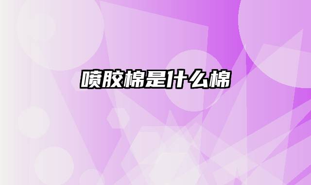 喷胶棉是什么棉