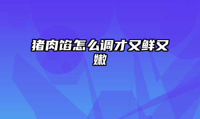 猪肉馅怎么调才又鲜又嫩