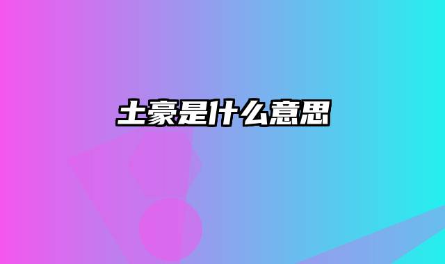 土豪是什么意思