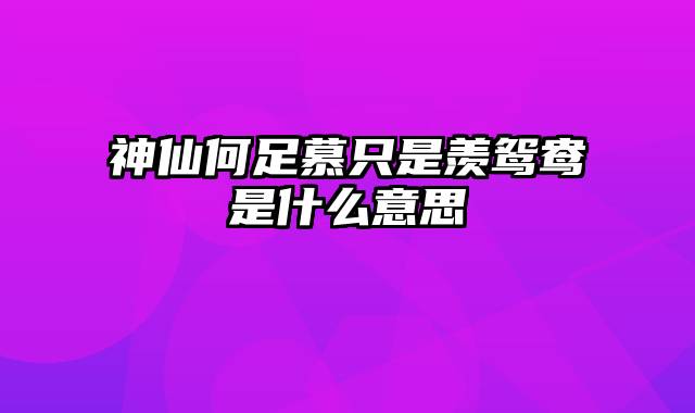 神仙何足慕只是羡鸳鸯是什么意思