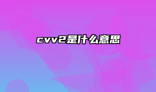 cvv2是什么意思