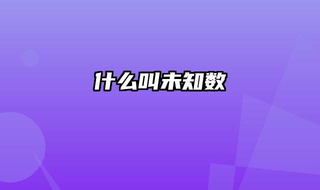 什么叫未知数