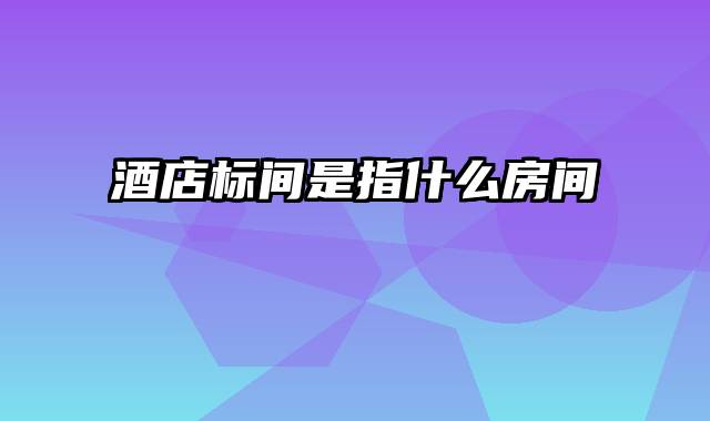 酒店标间是指什么房间