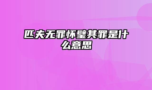 匹夫无罪怀璧其罪是什么意思