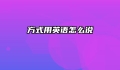 方式用英语怎么说