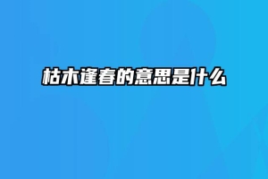 枯木逢春的意思是什么